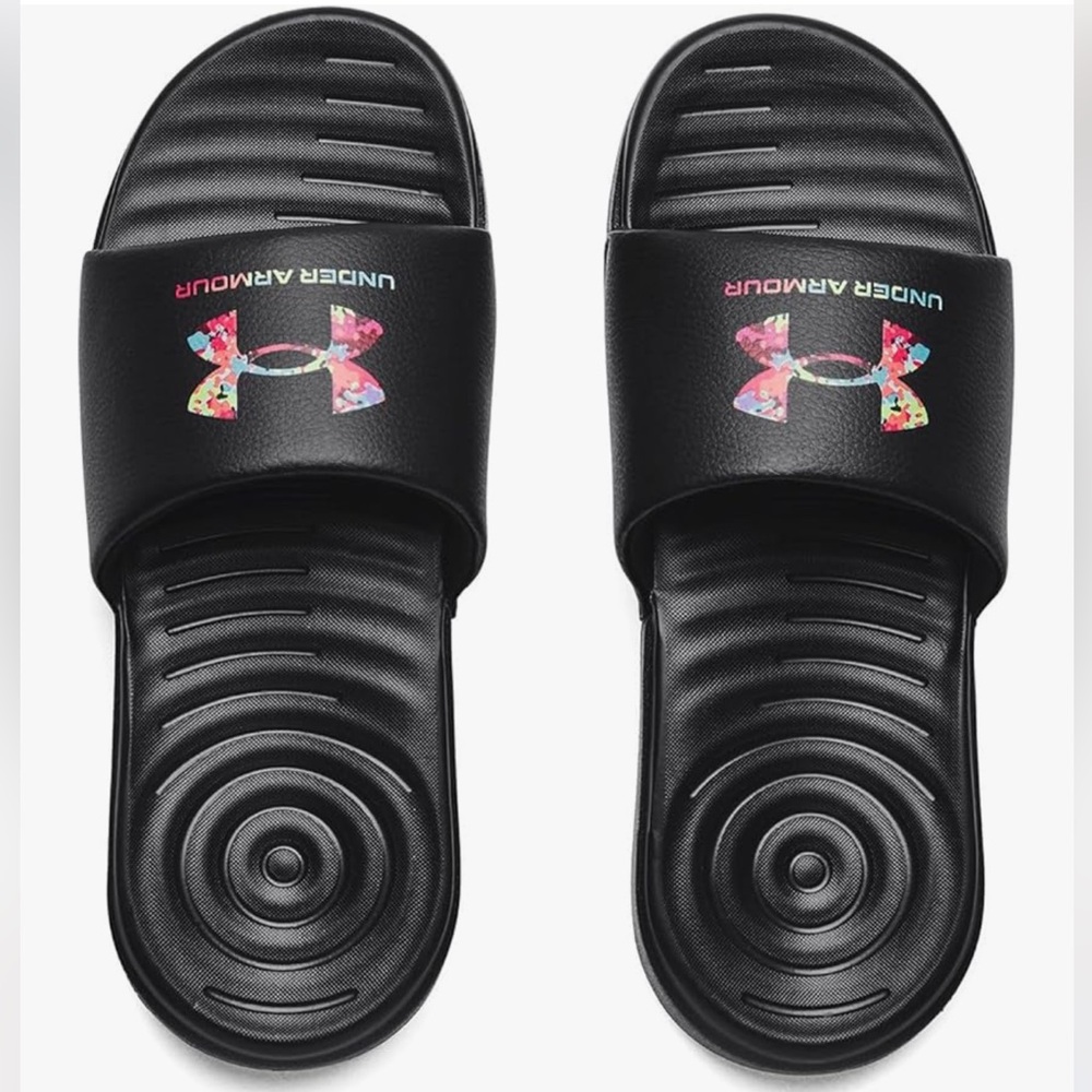 Under Armour Little Kids Ansa Graphic Sandals Slip On Slides Size 12 Black